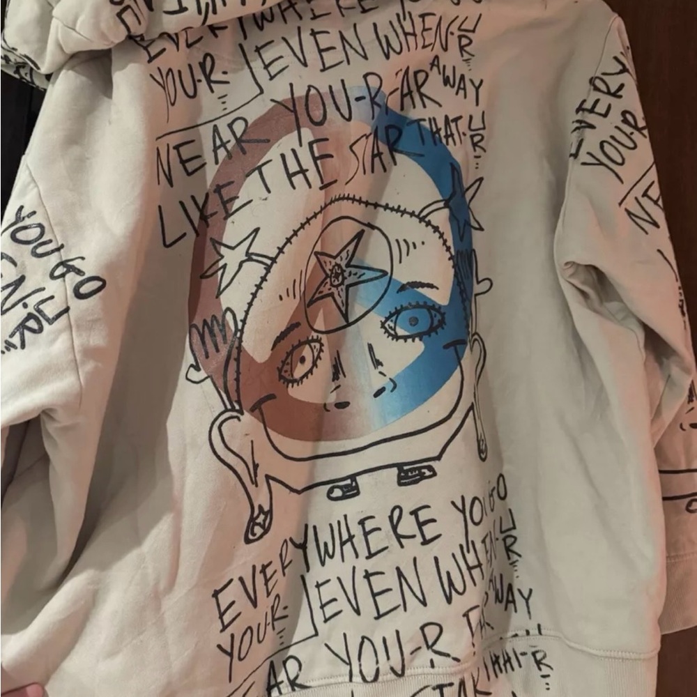 Snow Milk Handrawn Upcycled Streetwear Hoodie